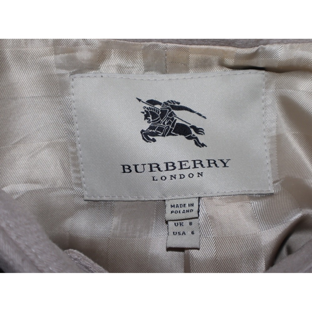 Burberry Peacoat Women 6 Beige Crop Waist Length Wool Cashmere 3/4 Sleeve *FLAWS - Picture 9 of 12